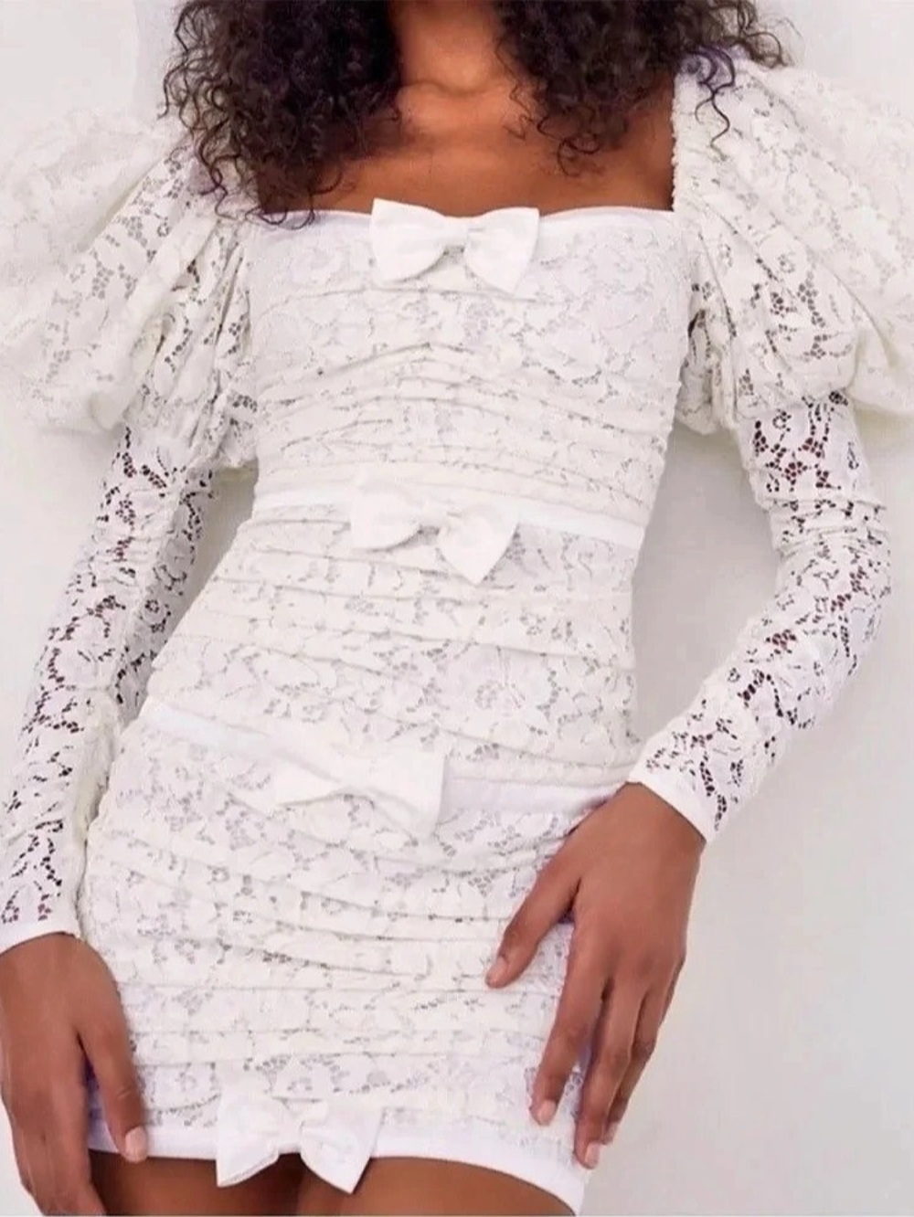 $595 NWT For Love & Lemons “Colette” Mini Wedding Dress in White Size XXS